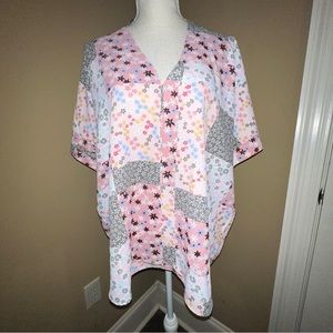 Jodifl Women's "Flora" Floral Block Wide Sleeve Blouse Multicolor Size M NWT